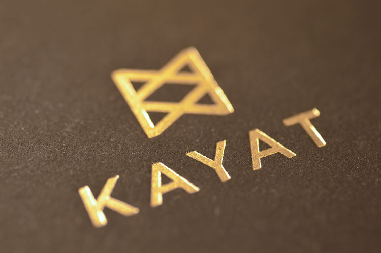 Prägedruck Visitenkarte von Kayat